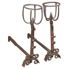 Antique 18th Century French Louis XV Period Andirons or Firedogs