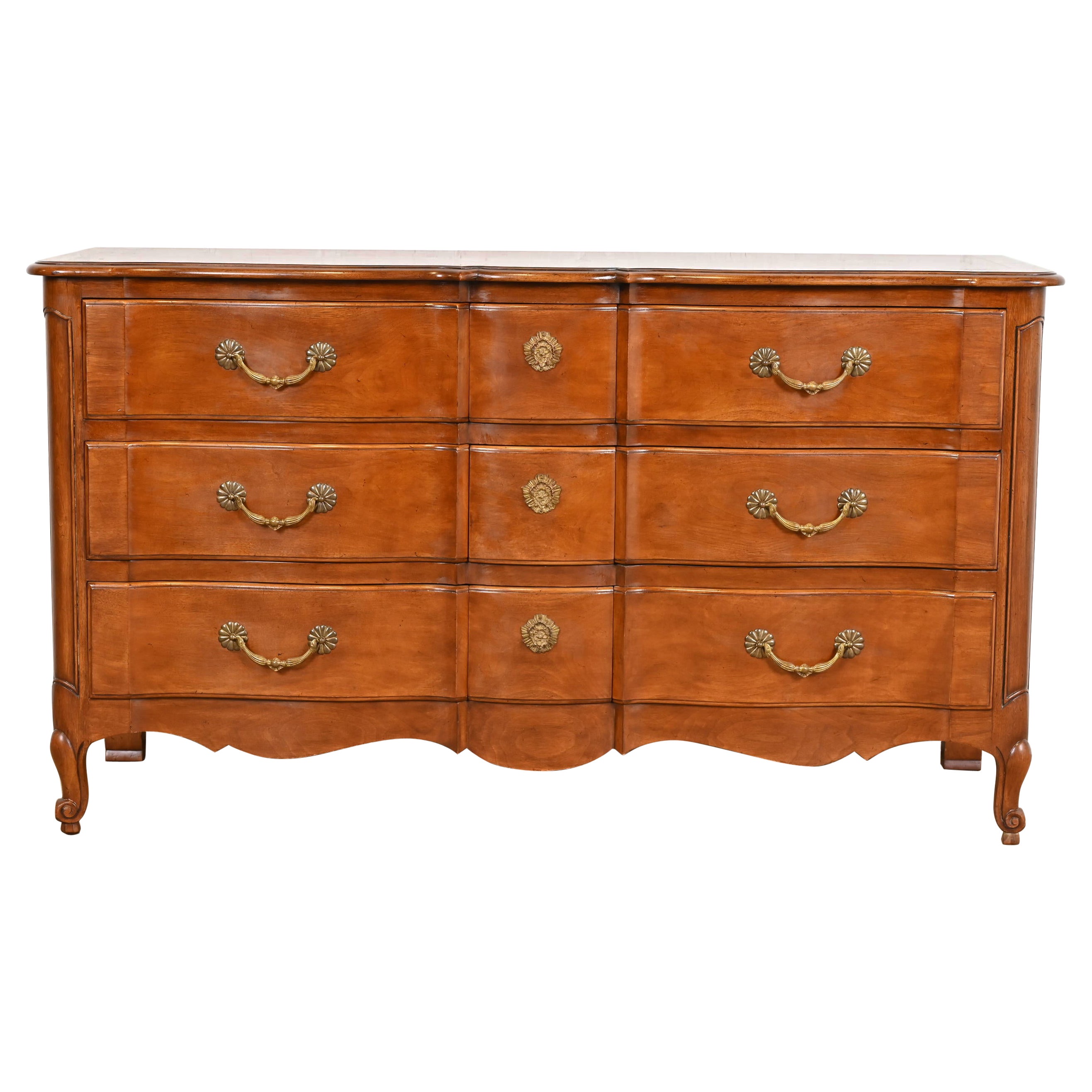 Cómoda triple Bodart de madera de frutal Luis XV de la provincia francesa, Circa 1960s