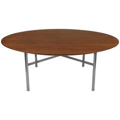 Florence Knoll Round Walnut Table 3