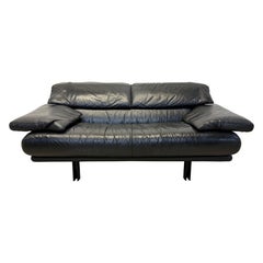 Paolo Piva “Alanda” Adjustable Black Leather Loveseat Sofa for B&b Italia, 1980s