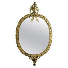 Antique Early Victorian Gilt-Brass Oval Mirror