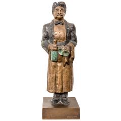 Statue en bronze intitulée Le Sommelier de Guy Buffet ; Gaston