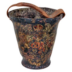 Secchio da fuoco in pelle dipinto a mano della fine del XVIII secolo di Giorgio III