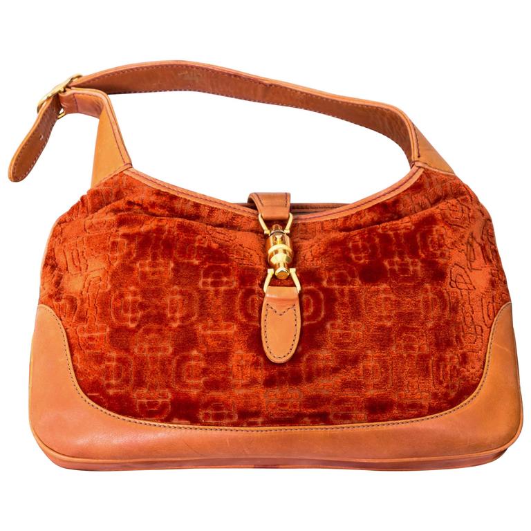 Original Vintage Gucci Jackie O Bag With Velvet Horse Bit Motif By Original Vintage Gucci Jackie O Bag With Velvet Horse Bit Motif By Funky Finders For