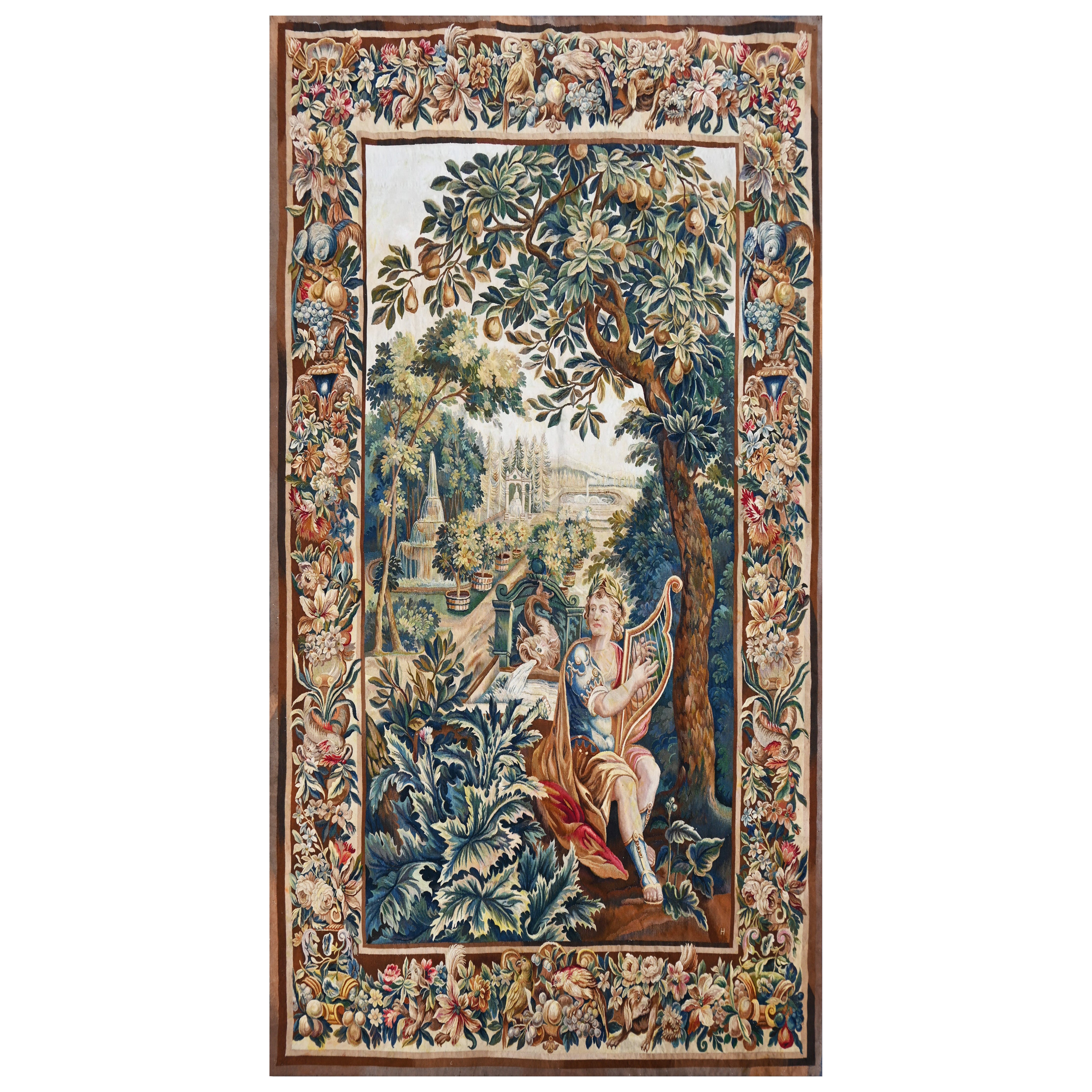 King David Playing the Harp - Brussels Tapestry Late 18th Century - N° 1480