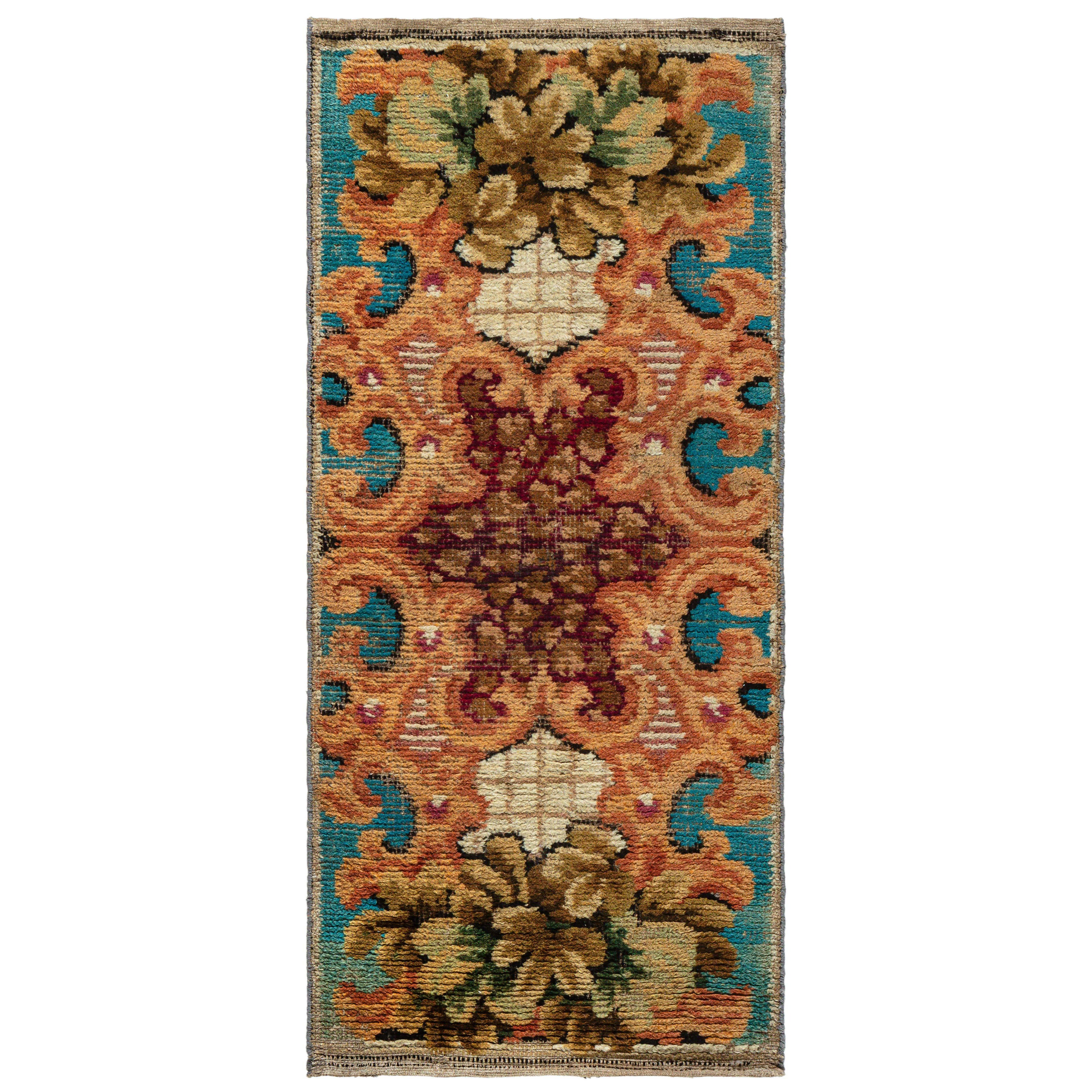 Doris Leslie Blau Antique European Fragment Botanic Handmade Wool Rug