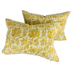 Mid-century vintage hand printed Italian Fortuny pillows / a pair