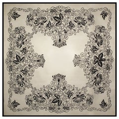 Alfombra de Seda Europea Occidental, Diseño Blanco y Negro, Pedido a Medida