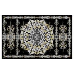Alfombra de Seda Europea Occidental, Negro y Ornamental, Pedido a Medida