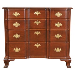 Kindel Furniture Georgian Carved Solid Mahogany Block Front Chest of Drawers