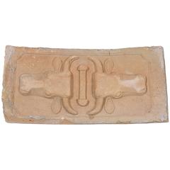 19th Century Carved Sandstone Architectural Element with Double Bulls Heads