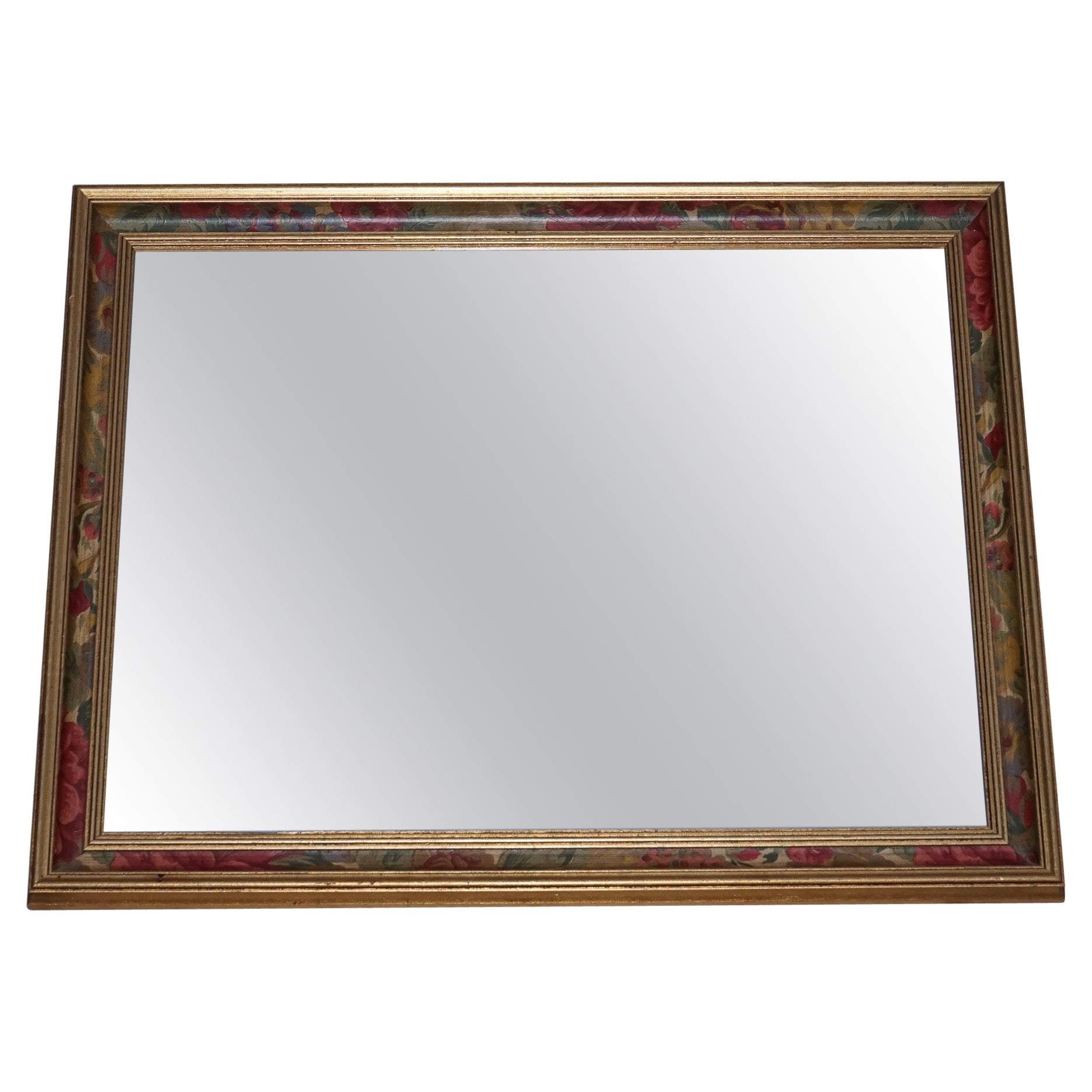 LOVELY VINTAGE GOLD BEVELLED MIRROR WITH FLORAL DETAILiNG ON THE FRAME