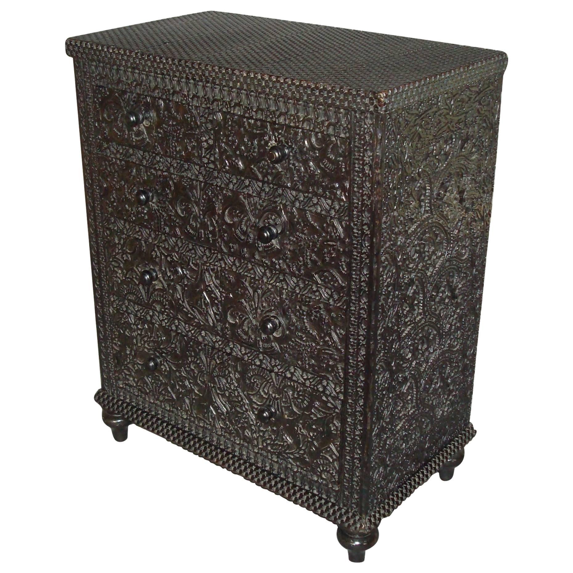 19th Century Black Miniature Chest of Drawers For Sale