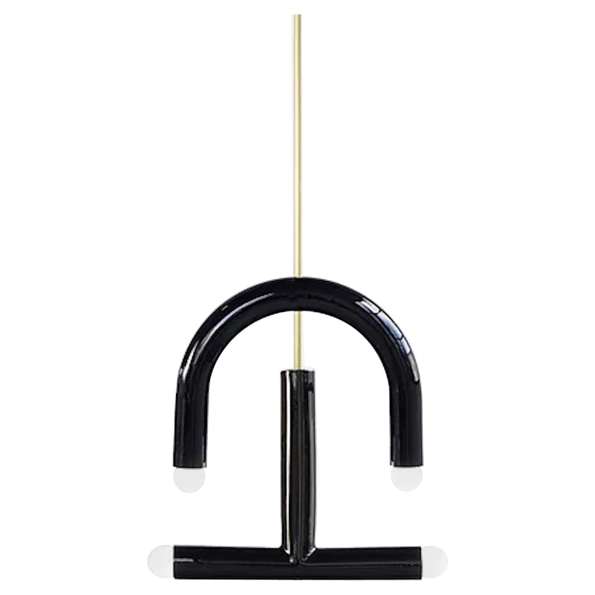 Ceramic Pendant Lamp 'TRN C3' by Pani Jurek, Brass Rod, Black