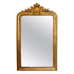 Antique French Louis Mirror with Crest