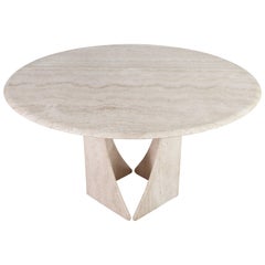Round Travertine Table in the manner of Angelo Mangiarotti circa 1970
