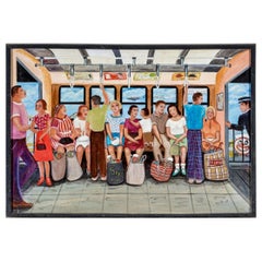 Gloria Laposka (1922-2015) Ölgemälde auf Karton, Coney Island Train, Gemälde