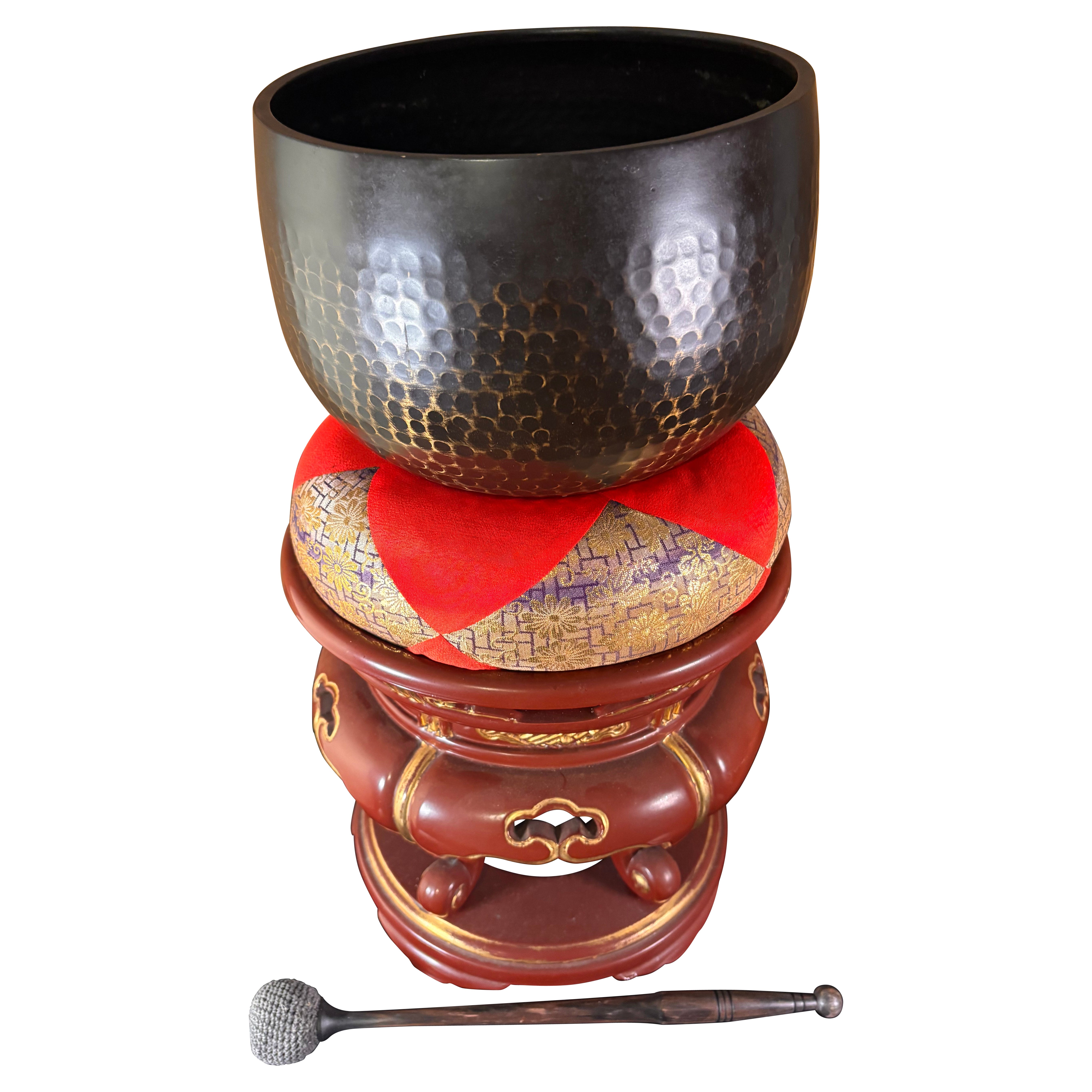 Japanese Large  Bronze Temple Meditation Bowl Rin Complete And Resonating Sound