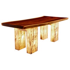 20° sec. Christopher Guy,  Tavolo da pranzo personalizzato in legno di Koa hawaiano e onice illuminato