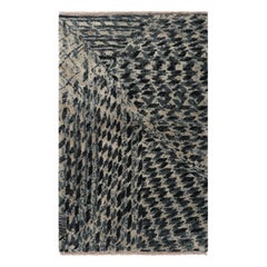 Rug & Kilim’s Abstract Rug with Black and Teal Blue Geometric Patterns