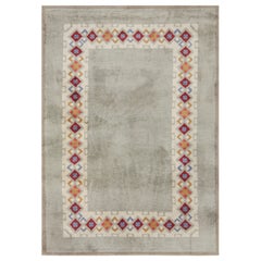 Tappeto vintage Leleu French Art Deco in grigio con motivo geometrico  Rug & Kilim