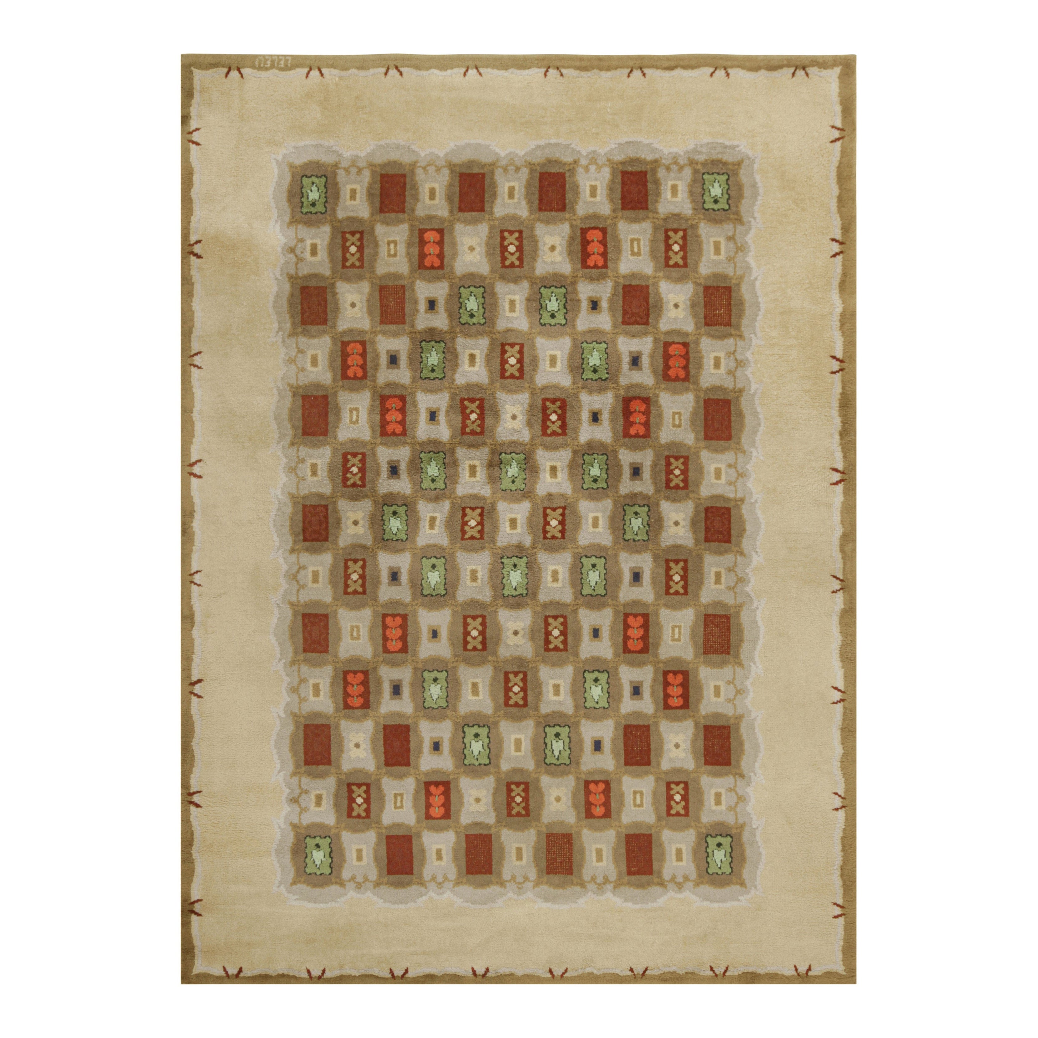 Signed Vintage Leleu French Art Deco Rug With Geometric Patterns  Rug & Kilim