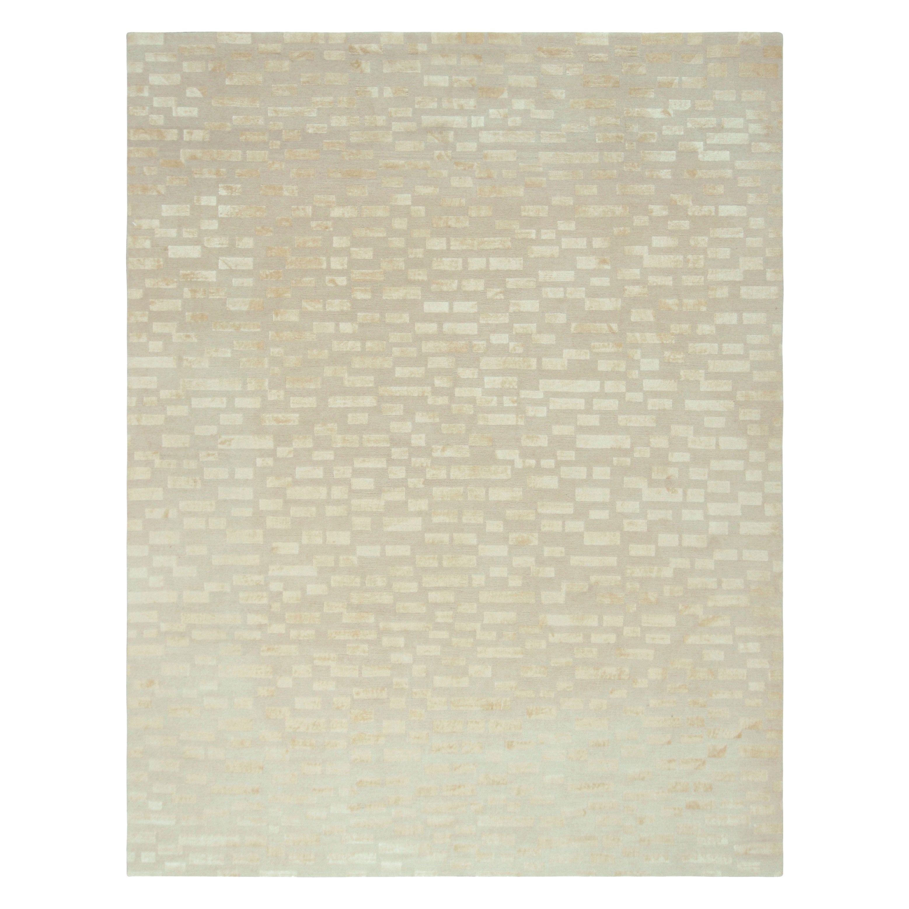 Rug & Kilim’s Modern Rug in White with Beige Geometric Patterns