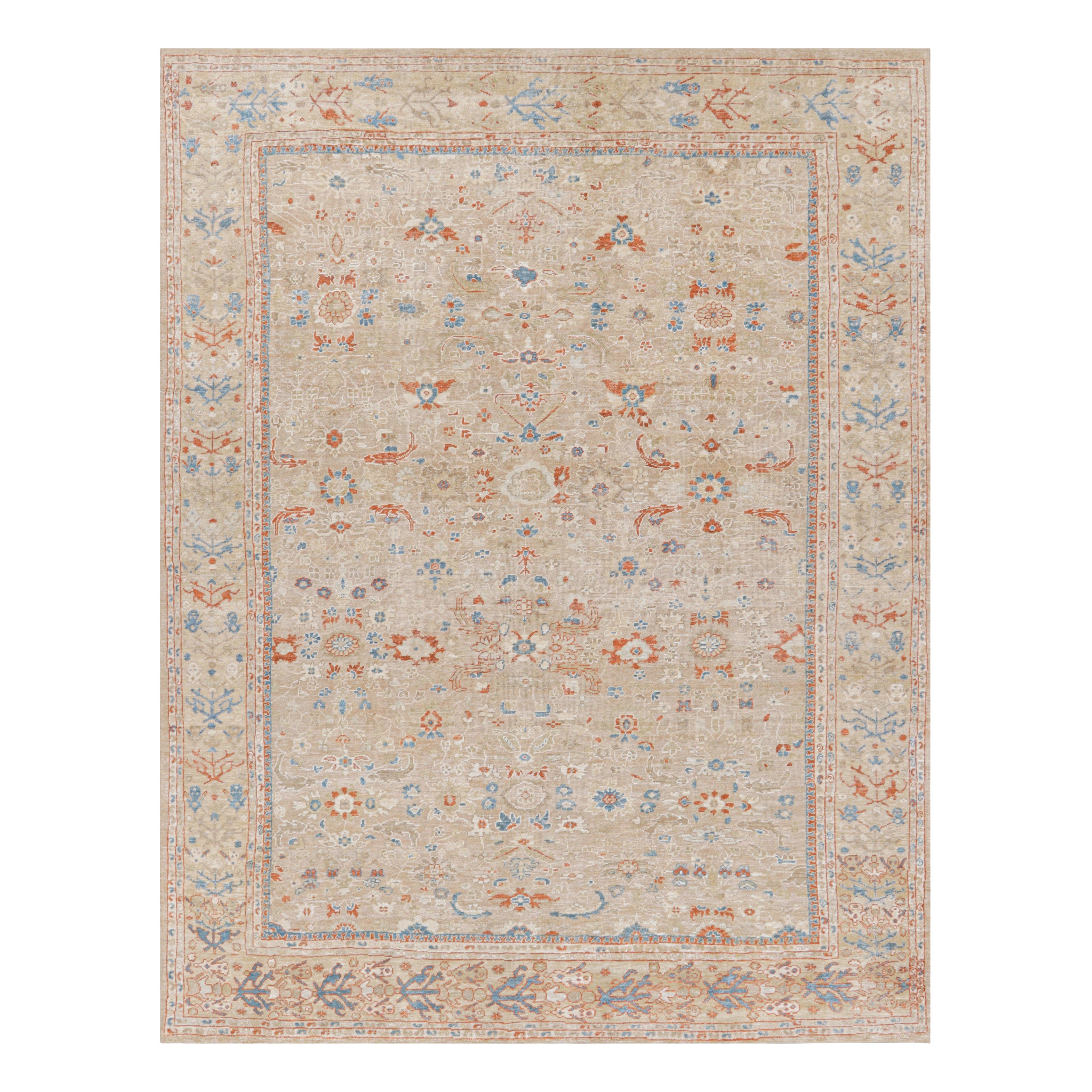 Tapis de style Oushak de Rug & Kilim en beige et orange avec motifs floraux
