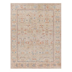 Rug & Kilim’s Oushak Style Rug in Beige and Orange with Floral Patterns