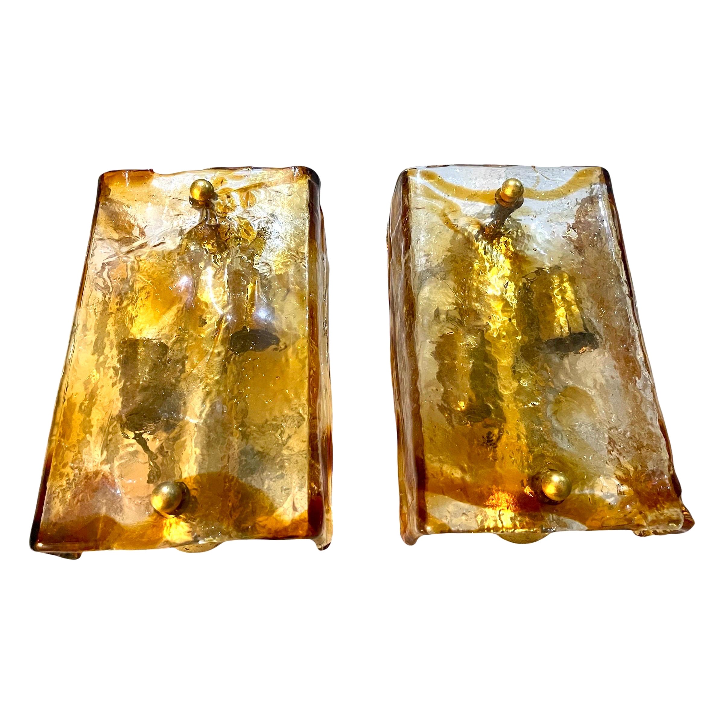 Wall Lighting by Mazzega Bicolore Glass Murano pair, Italy, 1970
