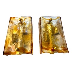 Wall Lighting by Mazzega Bicolore Glass Murano pair, Italy, 1970
