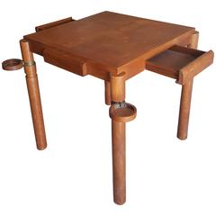 Charles Dudouyt Oak and Veneer Oak Game Table