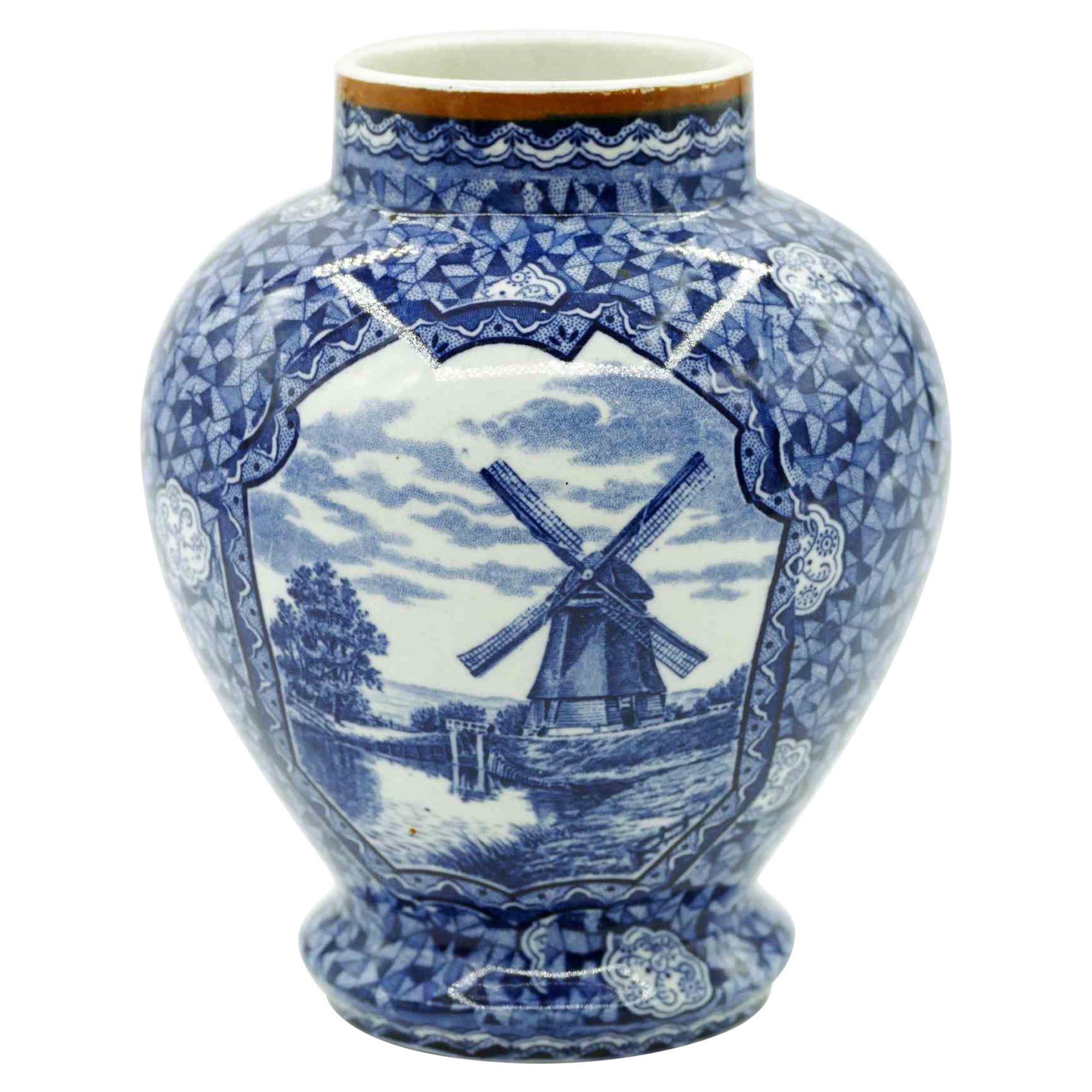 Ceramic Blue Vase by Villeroy & Boch, 19th Century