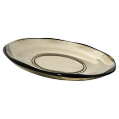 Plato de vidrio artístico vintage, años 70