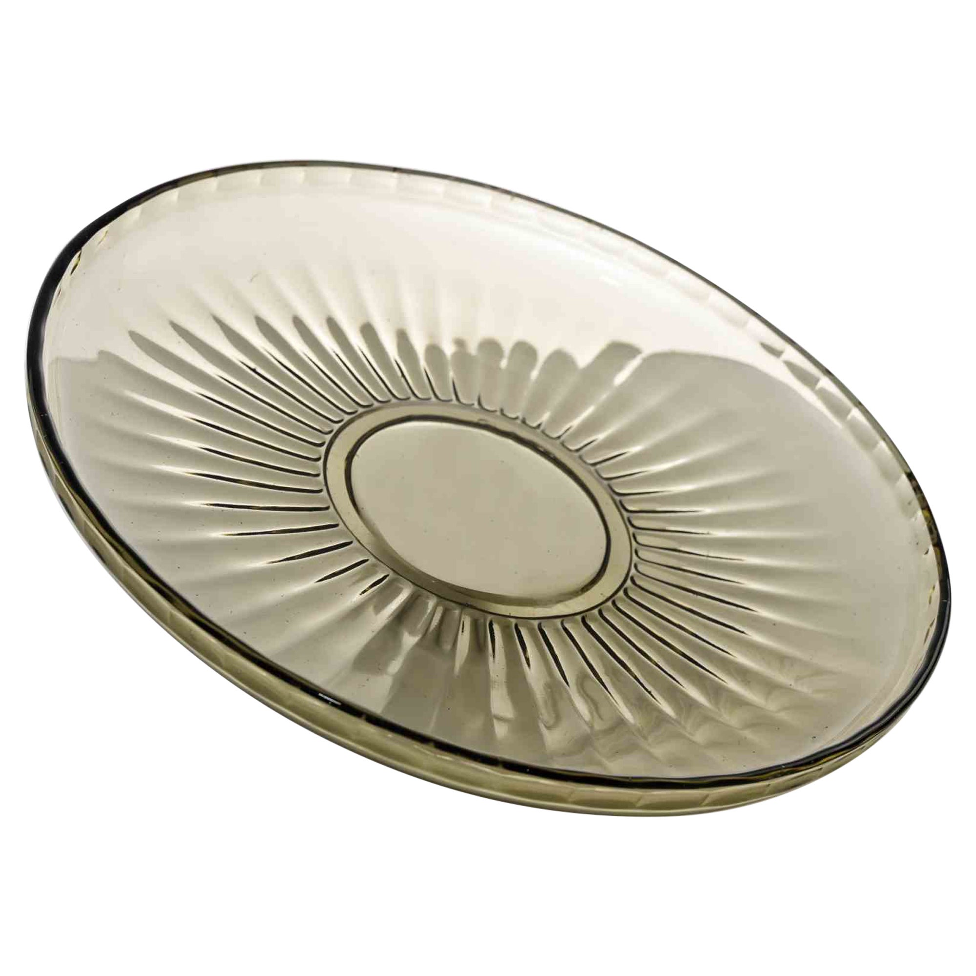 Plato de vidrio artístico vintage, años 70