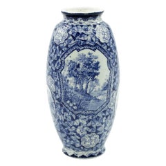 Antique Ceramic Blue Vase by Franz Anton Mehlem, Late 19th century