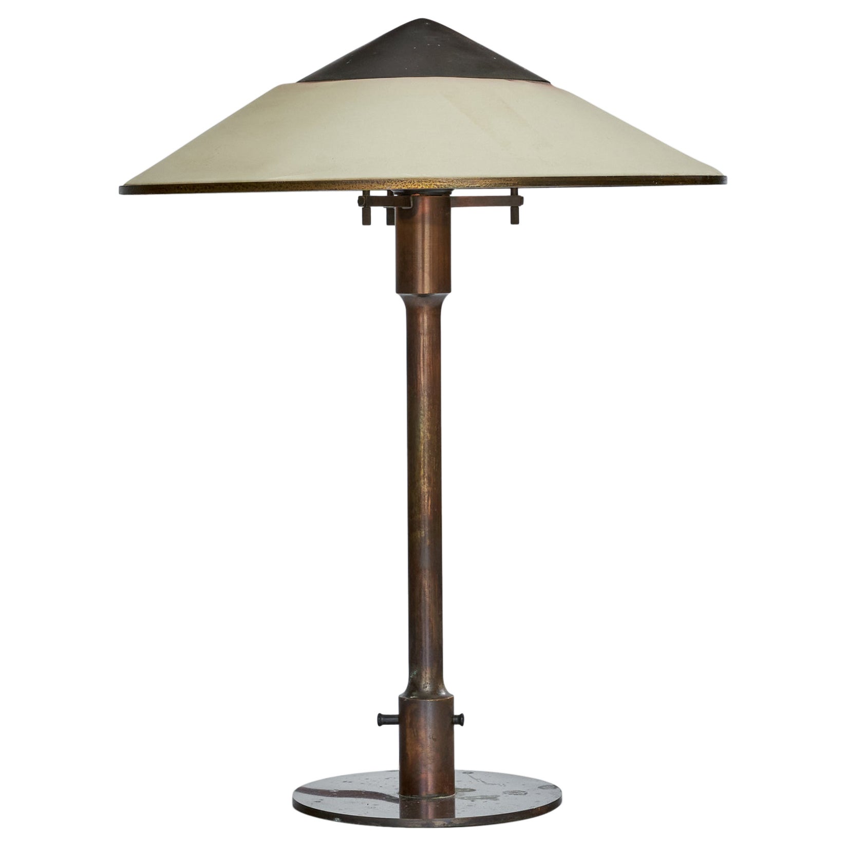 Niels Rasmussen Thykier, Table Lamp, Copper, Brass, Paper, Denmark, 1930s