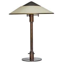 Niels Rasmussen Thykier, Table Lamp, Copper, Brass, Paper, Denmark, 1930s