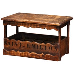 Antique Old French Pine 15 Wine Bottle Storage Cabinet with "Saint-Emilion" Decor