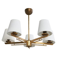 Paavo Tynell, Chandelier, Brass, Fabric, Finland, 1940s
