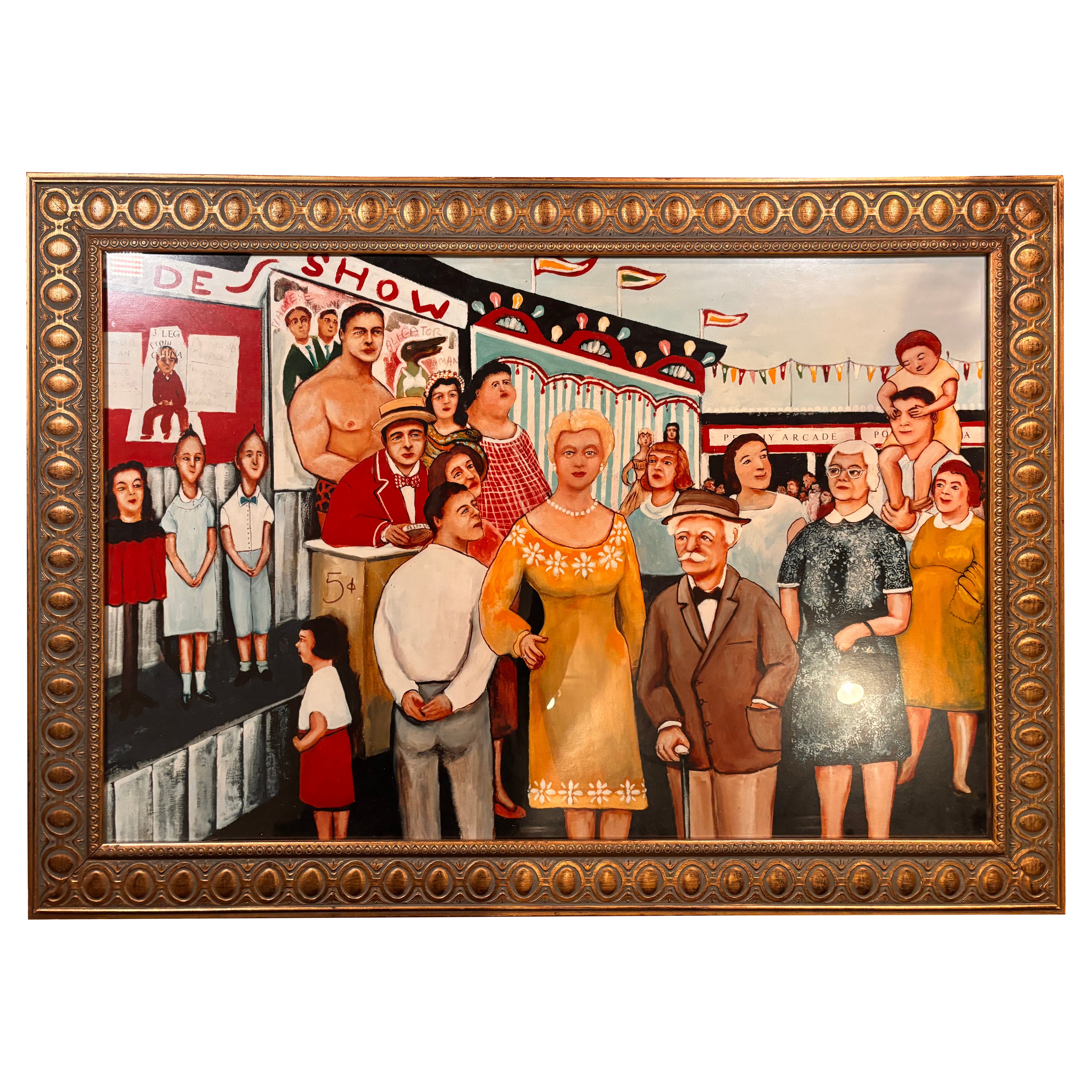 Side Show Circus By Self Taught Outsider Folk Artist Gloria Laposka
