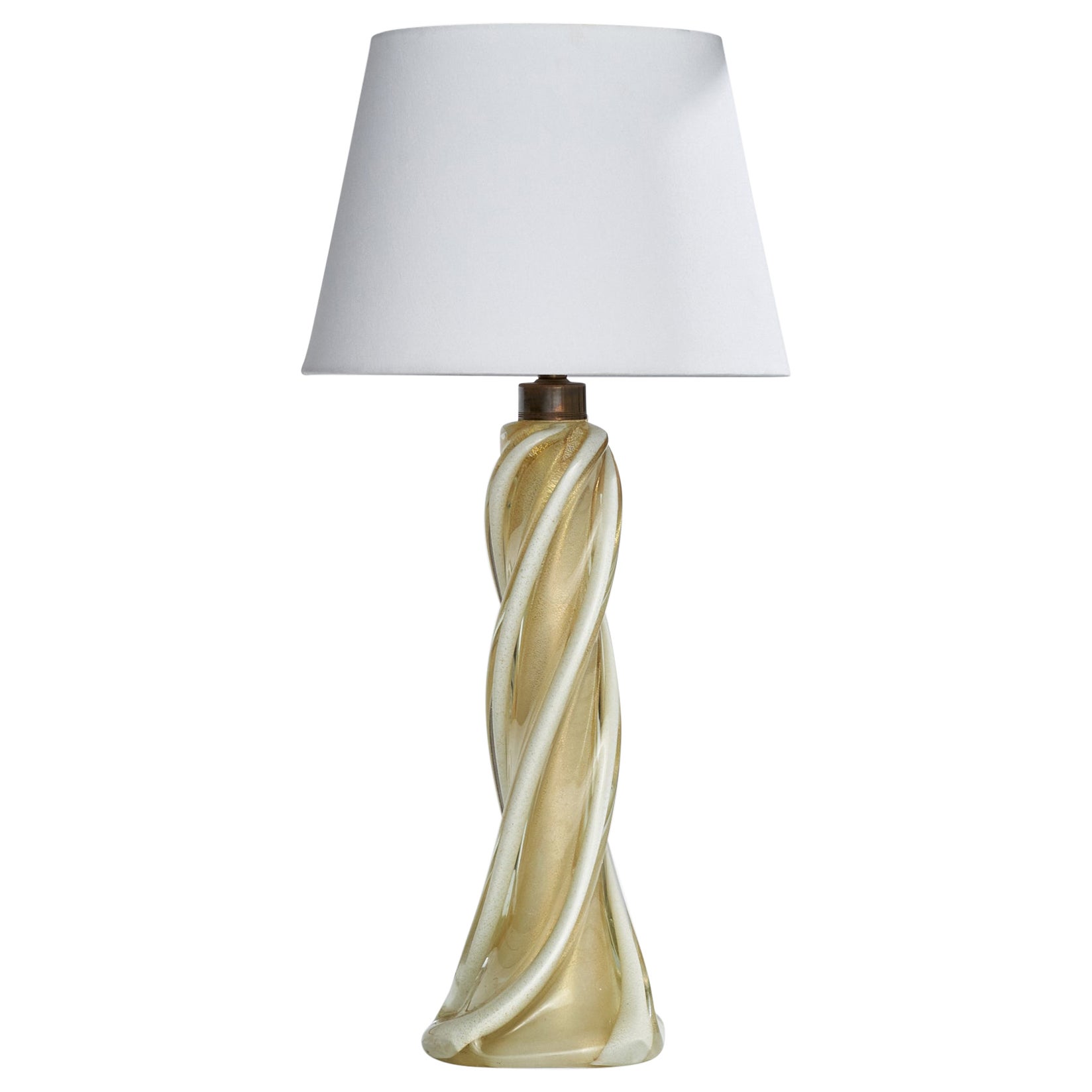 Camer Glass, Table Lamp, Glass, Brass, Italy, 1980s For Sale