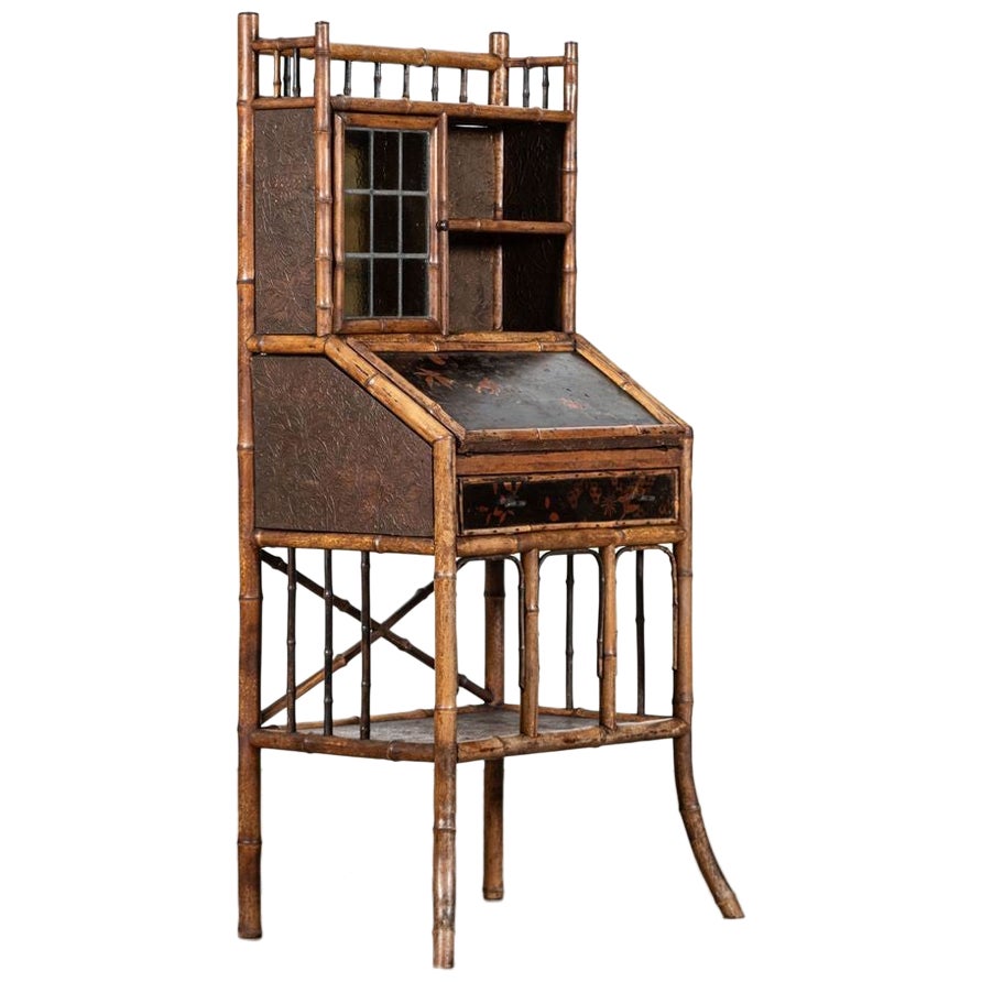 Bureau anglais en bambou du 19ème siècle