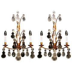 Antique Pair of Rock Crystal Wall Lights