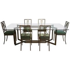 1970s French Dining Table and Set of Six Chairs 9