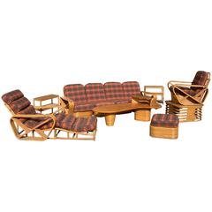 Paul Frankl Style Living Room Suite of Pretzel Rattan Furniture SATURDAY SALE