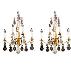 Antique Pair of Rock Crystal Wall Lights