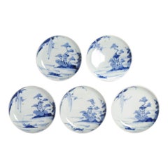 Set di 5 piatti antichi Kutani del periodo Edo in porcellana giapponese Kaiseki