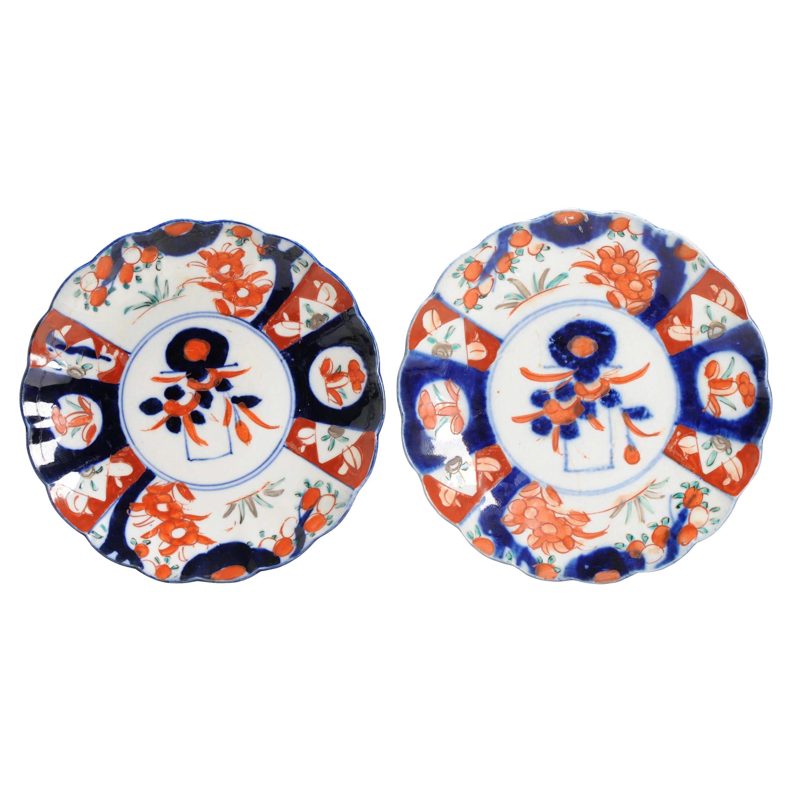 Set of 2 Antique Meji Period Imari Japanese Porcelain Dishes Arita, 19th/20th C.
