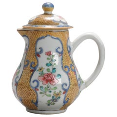 Antique Chinese Porcelain Yellow & Overglaze Blue Teapot Chine de Commande